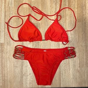 PilyQ bikini with gold bead detail